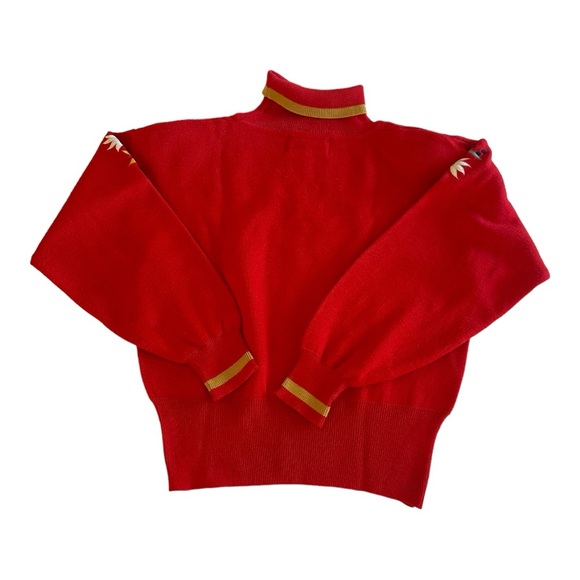 Obermeyer Vintage Floral Embroidered 80’s Wool Blend Turtleneck Ski Sweater Med - Picture 3 of 14